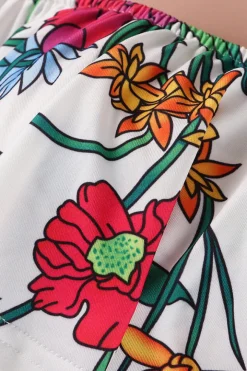 Off Shoulder Floral Rainbow Short Jumpsuit