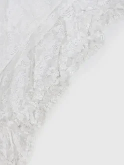 Off Shoulder Lace Asymmetric Ruffle Dress