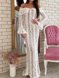 Off Shoulder Lace Maxi Dress