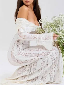 Off Shoulder Lace Maxi Dress