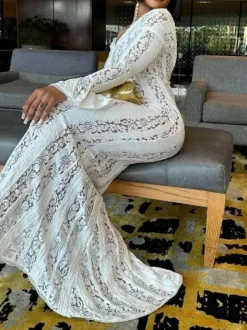 Off Shoulder Lace Maxi Dress