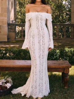 Off Shoulder Lace Maxi Dress