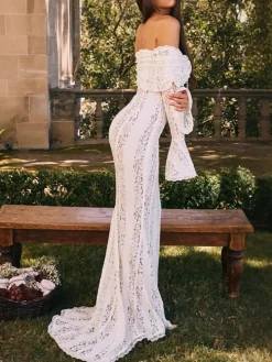 Off Shoulder Lace Maxi Dress