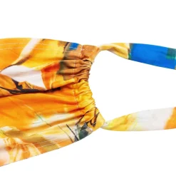 Off Shoulder Printed Patchwork Maxi Dress