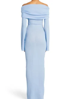 Off Shoulder Ribbed Knit Maxi Dress