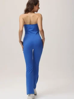 Off Shoulder Solid Color Flare Jumpsuits