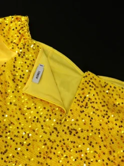 Off-Shoulder Puff Sleeves Sequin Midi Dress