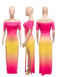 Off-Shoulder Side Slit Bandage Cocktail Party Maxi Dress