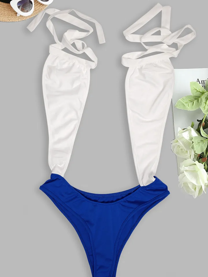 One Piece Halter Criss Cross Wrap Bikini Bandage Swimsuit