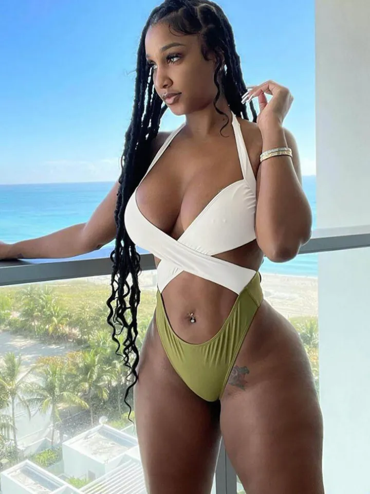 One Piece Halter Criss Cross Wrap Bikini Bandage Swimsuit