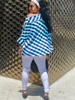 One Shoulder Plaid Print Bodycon Top