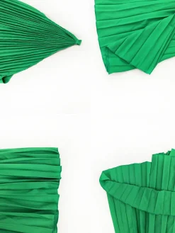 One Shoulder Pleated Swing Belted Midi Dress