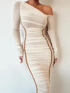 One Shoulder Ruched Maxi Dress