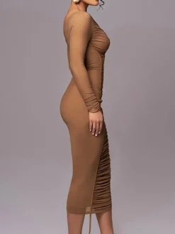 One Shoulder Ruched Maxi Dress