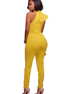 One Shoulder Sleeveless Ruffle Bodycon Jumpsuit