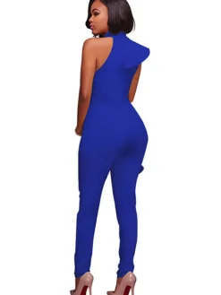 One Shoulder Sleeveless Ruffle Bodycon Jumpsuit