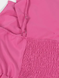 One-Shoulder Ruched Petal Cutout Dress