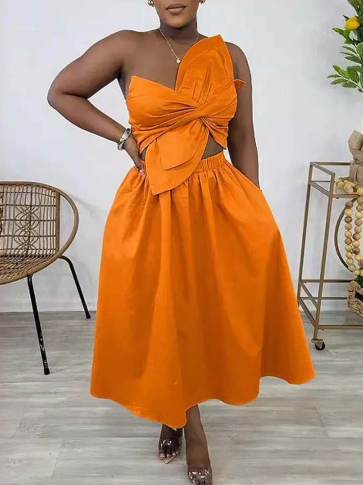 One-Shoulder Ruched Petal Cutout Dress