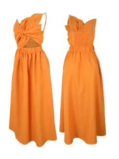 One-Shoulder Ruched Petal Cutout Dress