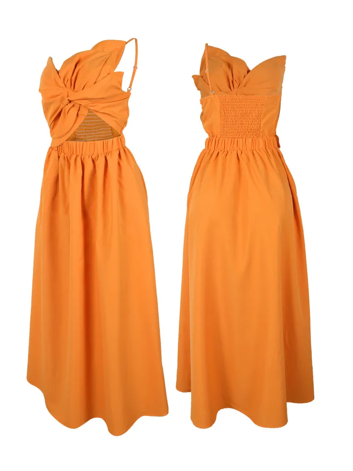 One-Shoulder Ruched Petal Cutout Dress