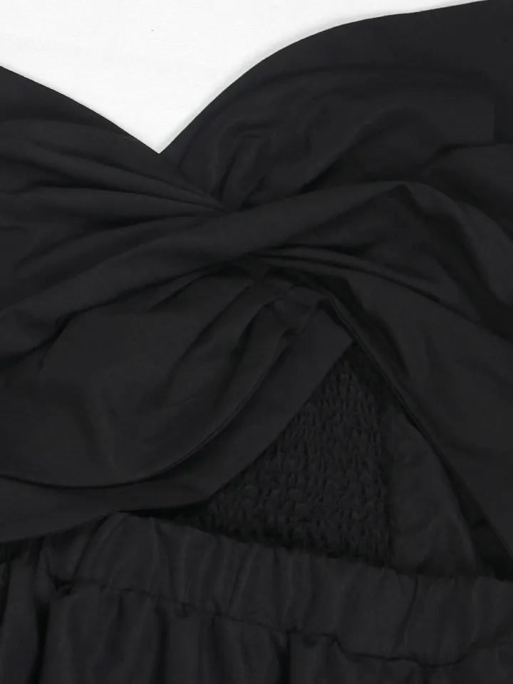 One-Shoulder Ruched Petal Cutout Dress