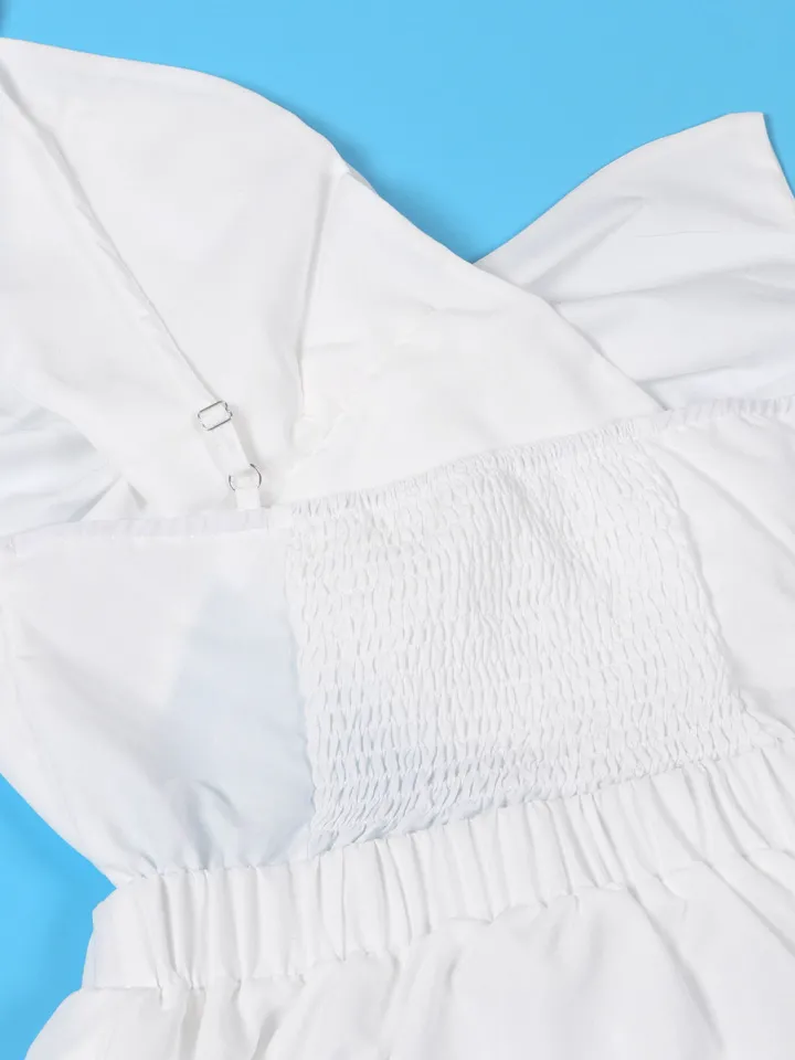 One-Shoulder Ruched Petal Cutout Dress