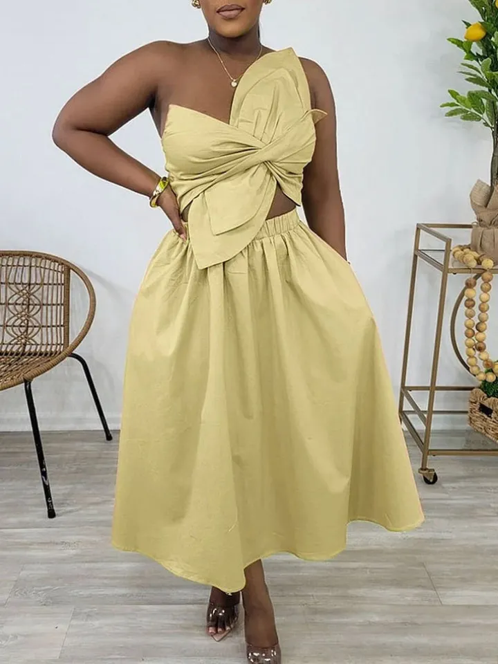 One-Shoulder Ruched Petal Cutout Dress