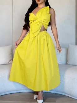 One-Shoulder Ruched Petal Cutout Dress