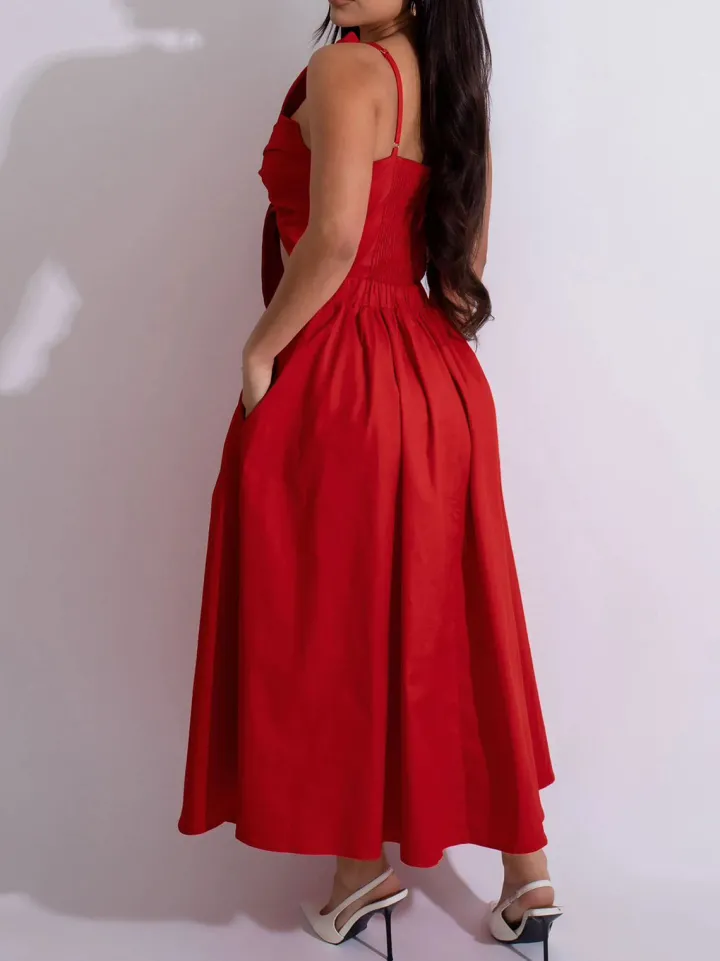 One-Shoulder Ruched Petal Cutout Dress