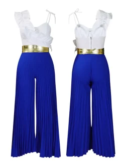 One-Shoulder Ruffle Pleated Pants Set