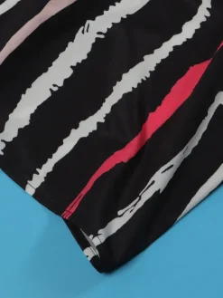 One-Shoulder Striped Backless Maxi Dress