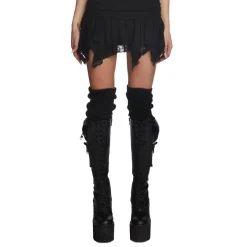 Patchwork Lace Ruffle Pleated Mini Skirt