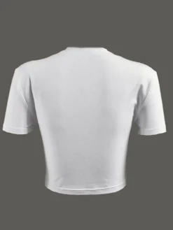 Patchwork Star Cropped Round Neck T-Shirt