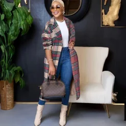 Plaid Patchwork Woolen Coat