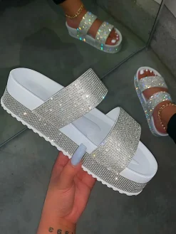 Platform Rhinestone Slide