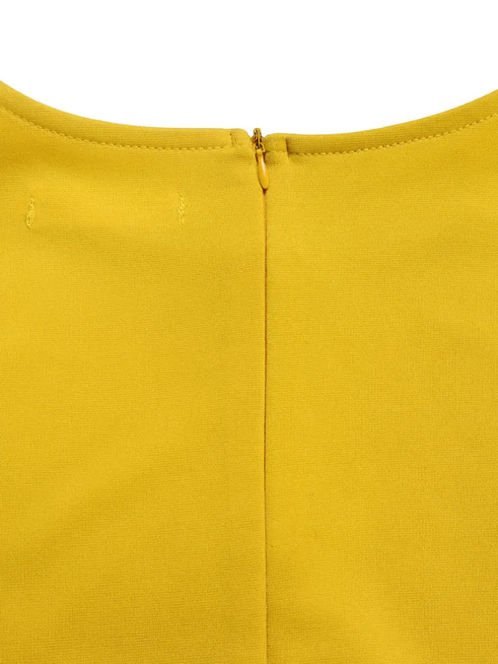 Pleated Cape Sleeve Midi Dress