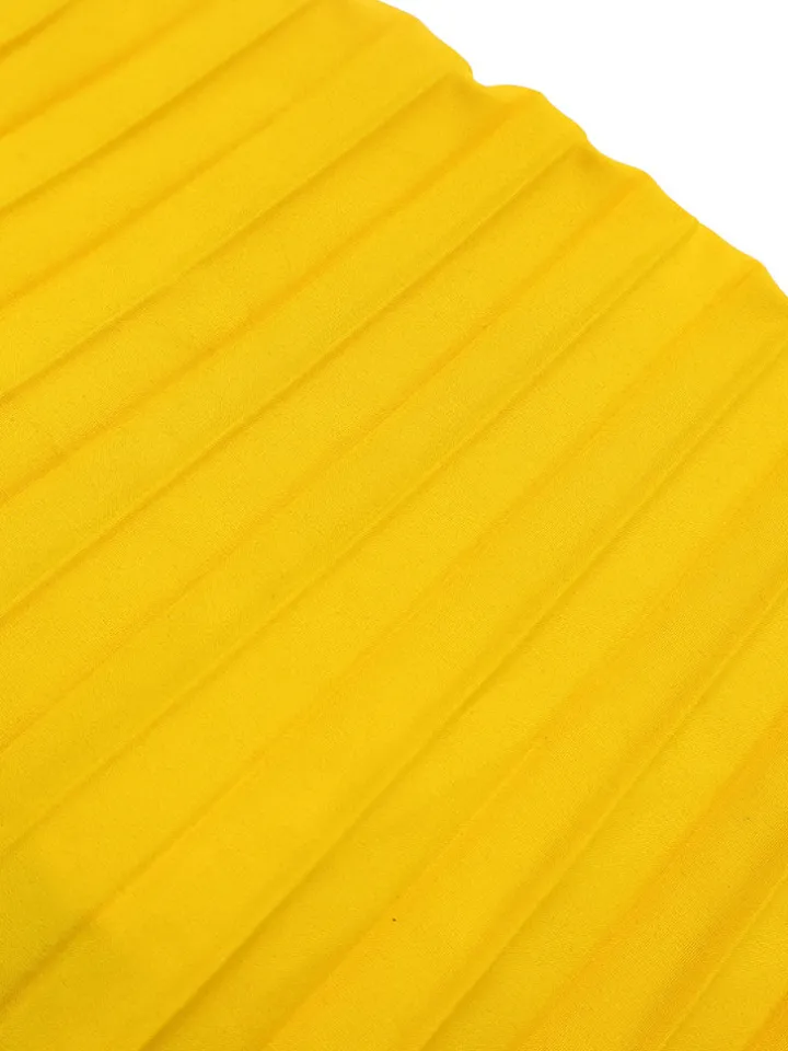 Pleated Cape Sleeve Midi Dress