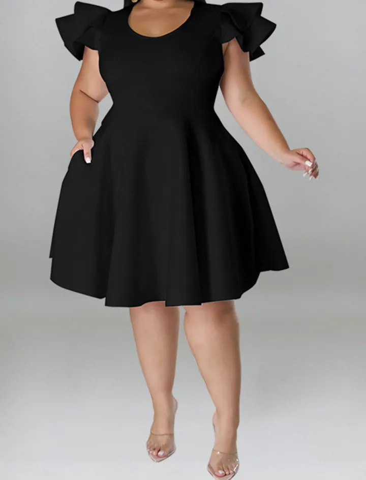 Plus Size A Line Midi Dress with Pockets