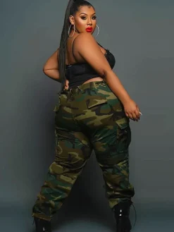 Plus Size Camouflage Print Long Pants