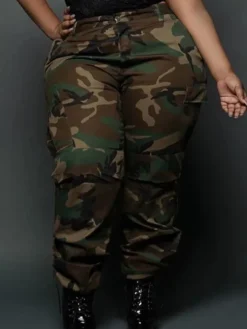 Plus Size Camouflage Print Long Pants