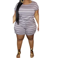 Plus Size Casual Loose Short Sleeve Jumpsuit