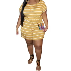 Plus Size Casual Loose Short Sleeve Jumpsuit