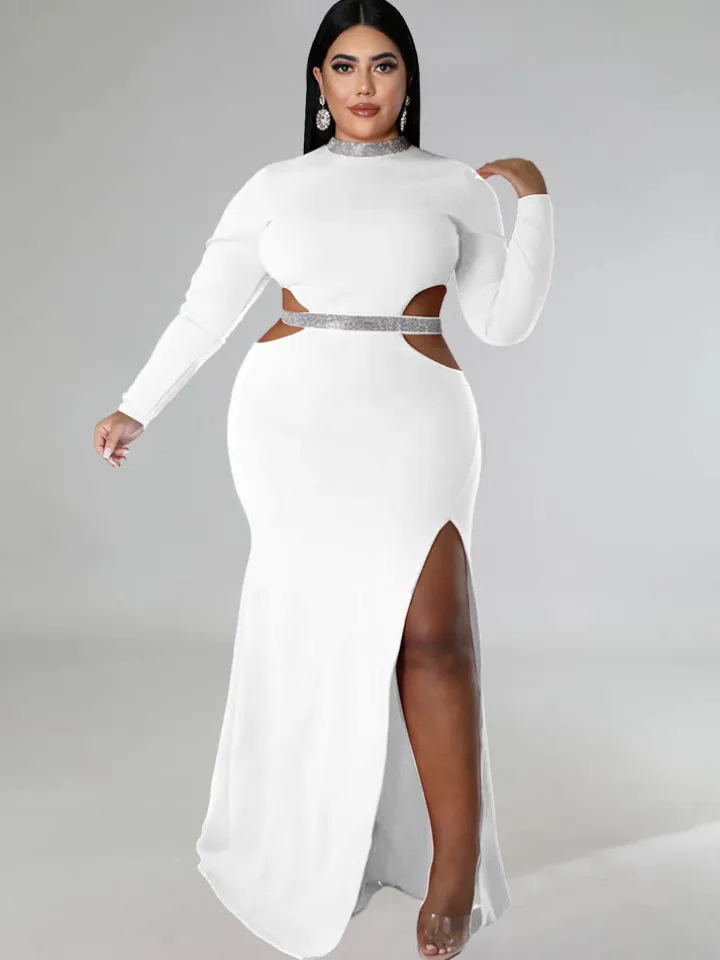 Plus Size Cut Out Split Maxi Dresees