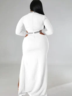 Plus Size Cut Out Split Maxi Dresees