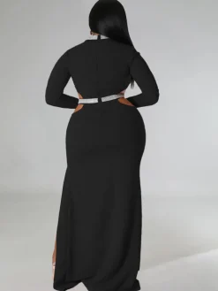 Plus Size Cut Out Split Maxi Dresees
