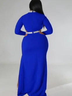 Plus Size Cut Out Split Maxi Dresees