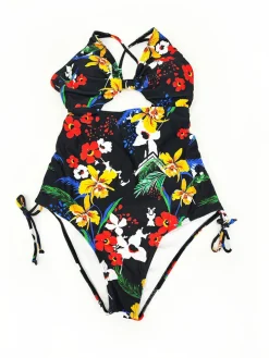 Plus Size Floral Print Backless Swimsuit