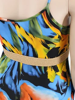 Plus Size Floral Print Strap Jumpsuit with Belt