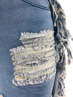 Plus Size Fringe Ripped Cutout Denim Jeans