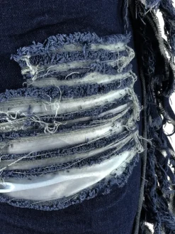 Plus Size Fringe Ripped Cutout Denim Jeans